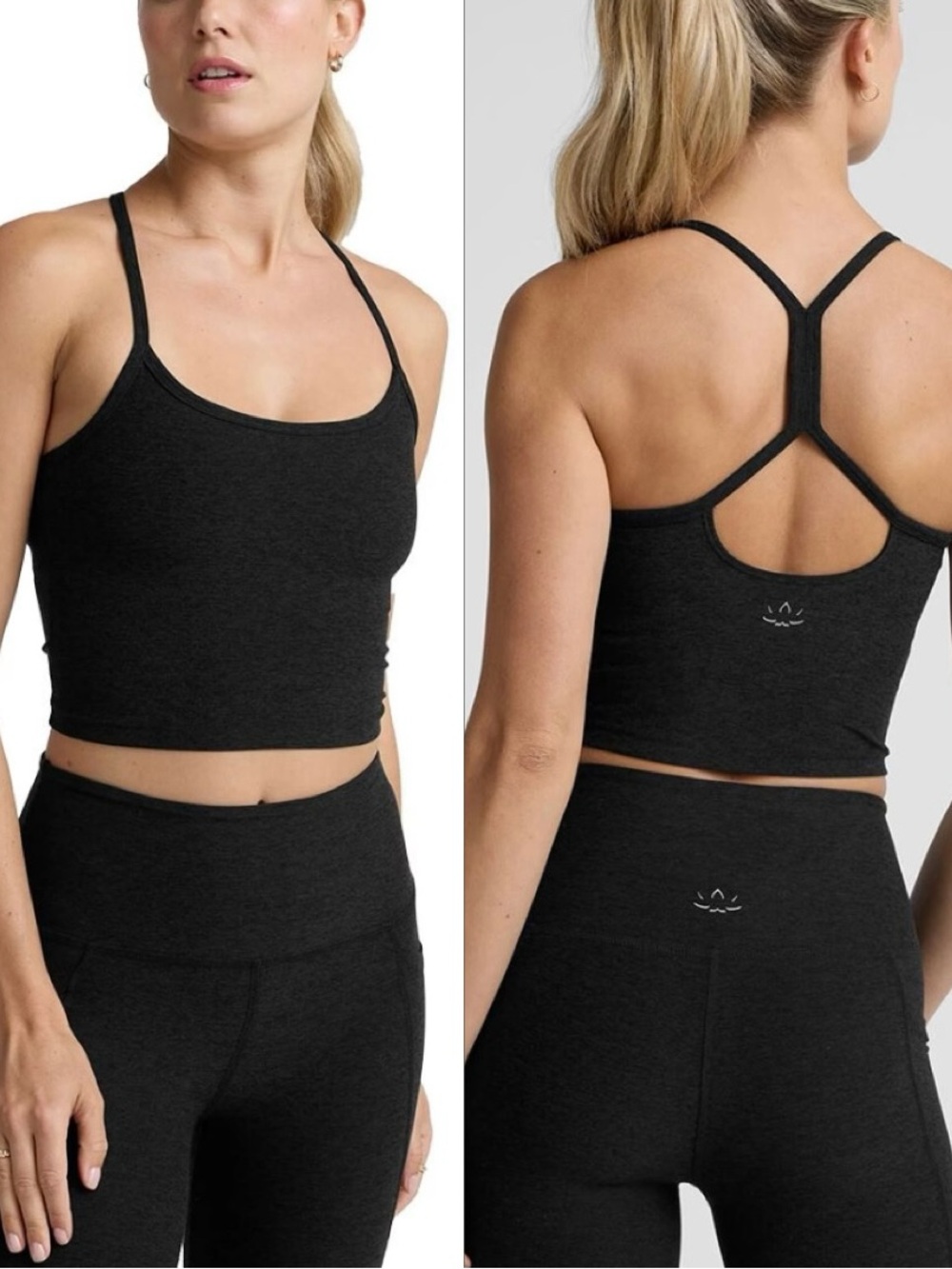 Beyond Yoga Slim Racerback Crop Sports Bra Tank Top in Black Size Small